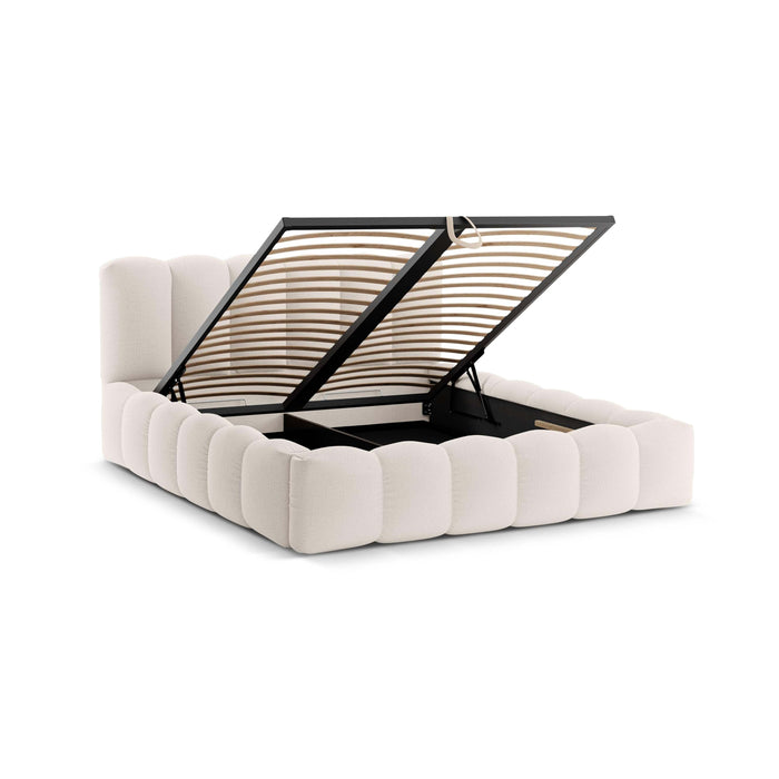 Micadoni Lupine Bedframe met Opbergruimte 160 x 200 cm - Lichtbeige