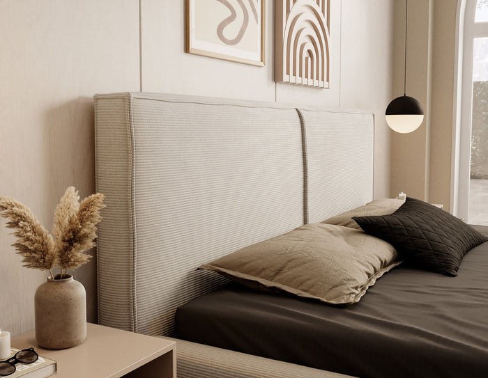 Meubella Tweepersoonsbed Infinity - Beige ribstof - 160x200 cm