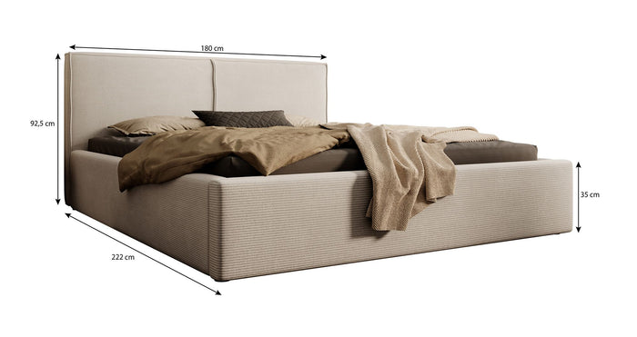 Meubella Tweepersoonsbed Infinity - Beige ribstof - 160x200 cm
