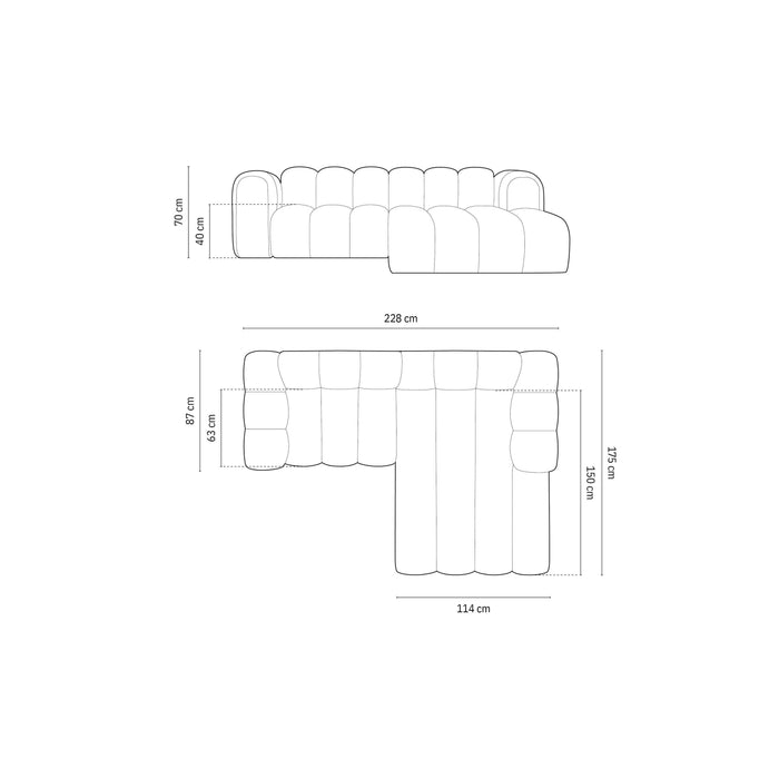 Micadoni Lupine 3-zits Hoekbank met Chaise Longue Rechts - Chenille - Terra