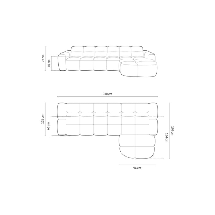 Micadoni Lisa Hoekbank met Chaise Longue Rechts - Zand