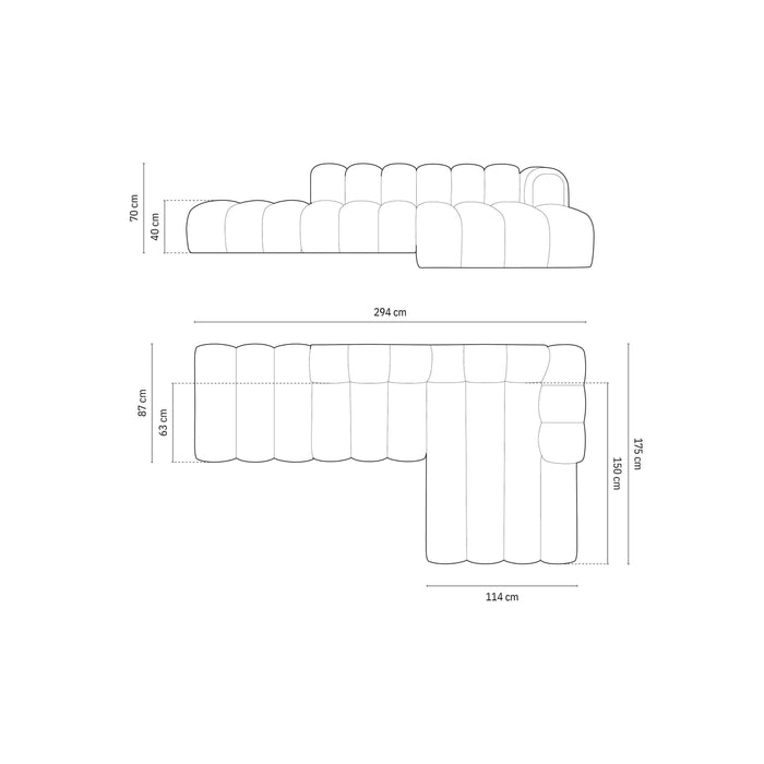 Micadoni Lupine 5-zits Hoekbank met Chaise Longue Open Rechts - Chenille - Lichtgrijs