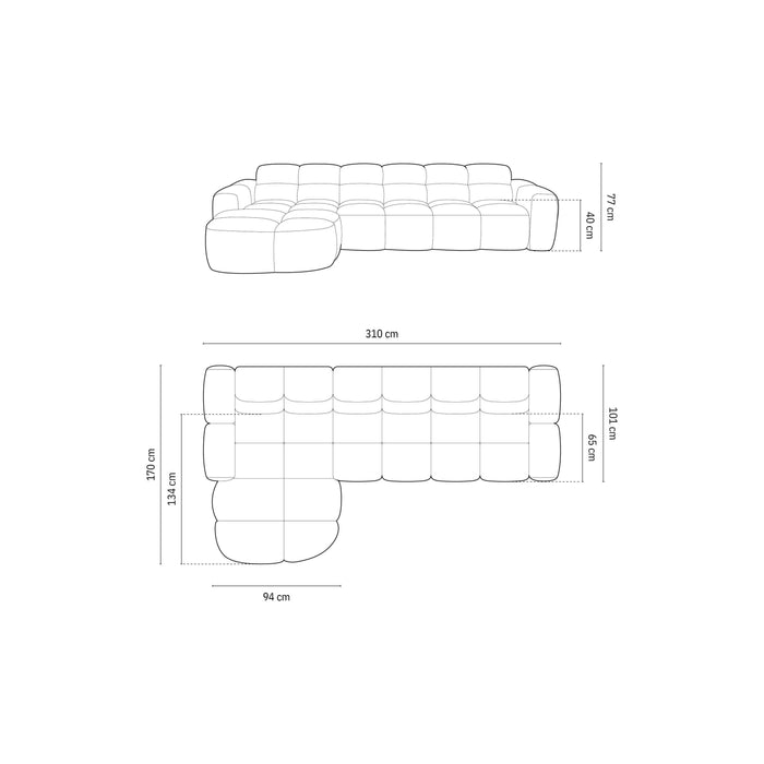 Micadoni Lisa Hoekbank met Chaise Longue Links - Velvet - Lichtbruin