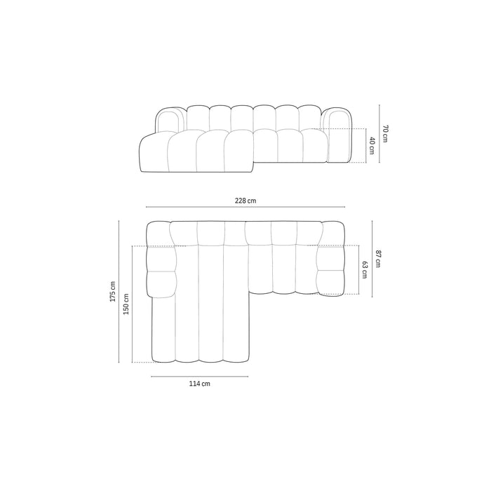 Micadoni Lupine 3-zits Hoekbank met Chaise Longue Links - Chenille - Terra