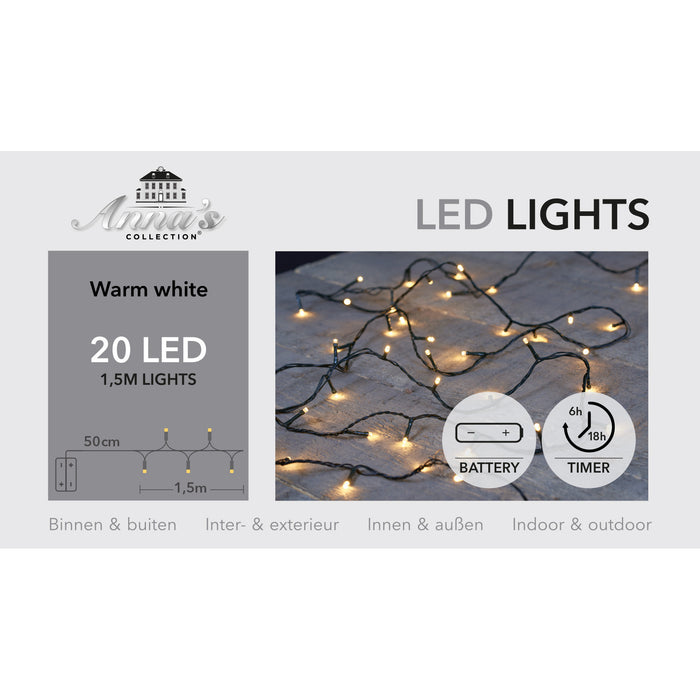 Anna's Collection kerstverlichting - warm wit - 150 cm - 20 leds
