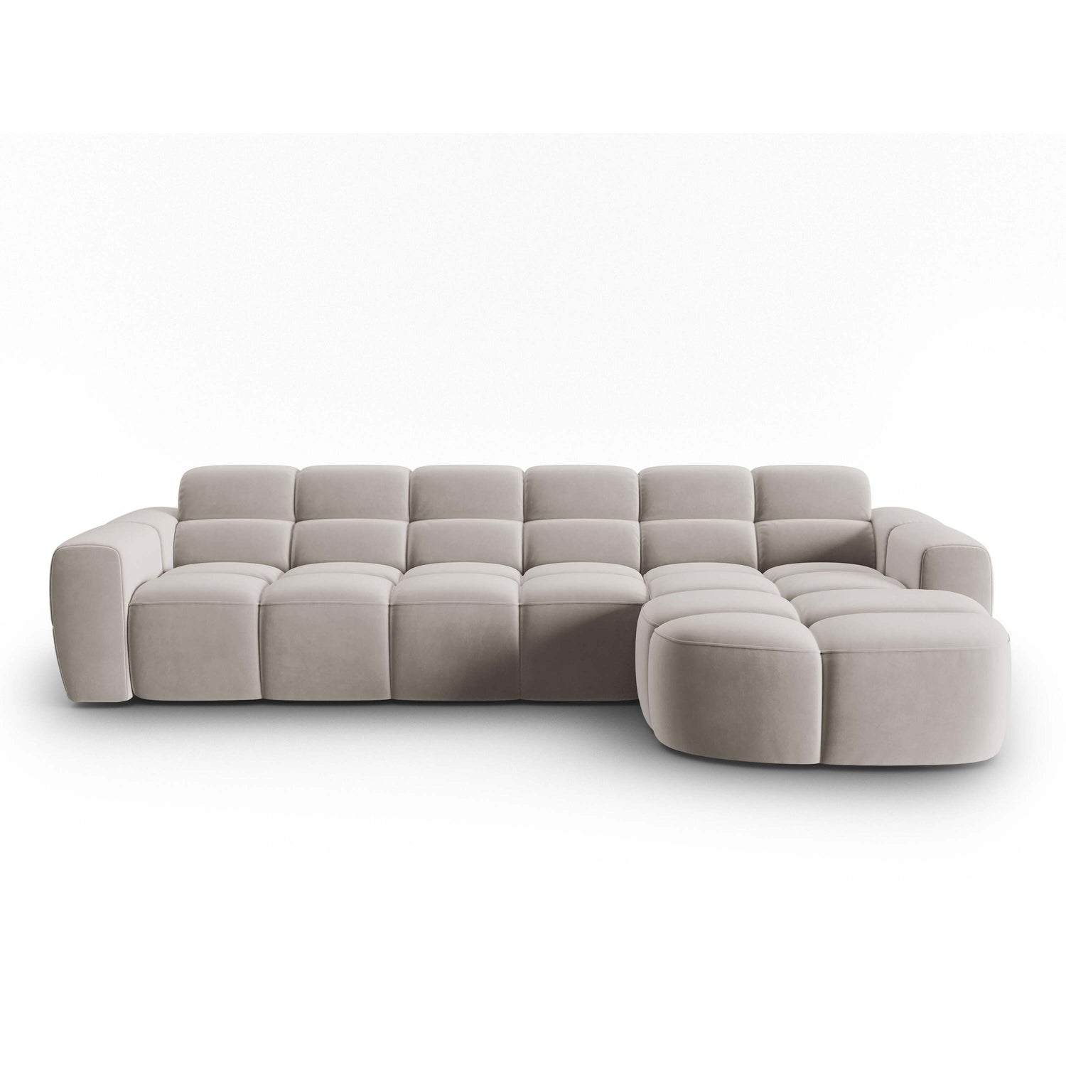 Micadoni Lisa Hoekbank met Chaise Longue Rechts - Velvet - Lichtbeige