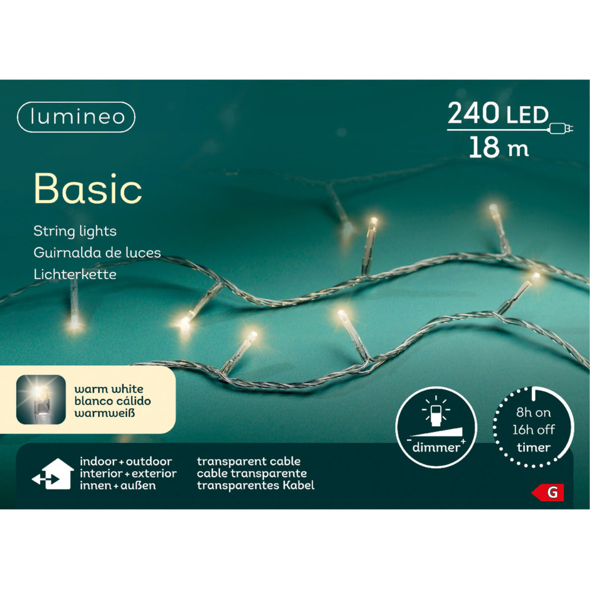 Lumineo Kerstverlichting - 240 led - warm wit - 1800 cm