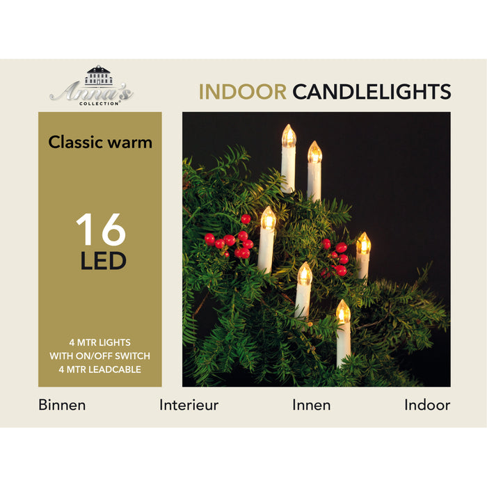 Anna's Collection kerstverlichting - 16 LED kaarsen - 400 cm