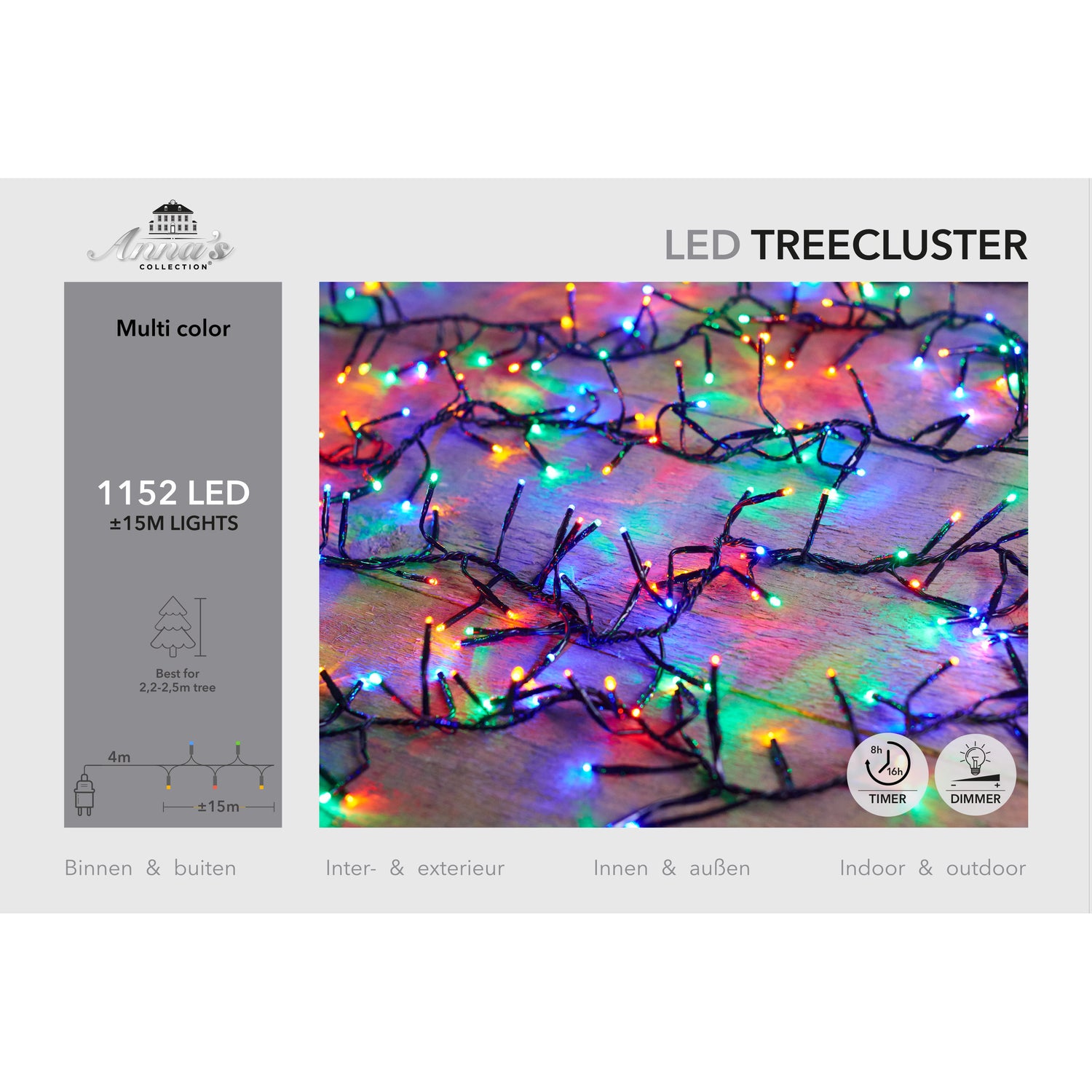 Anna's Collection Kerstverlichting- gekleurd- 1152 lampjes - 15 m