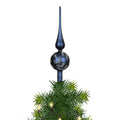 Decoris kerstboom piek luxe - donkerblauw - mat - glas - 31cm