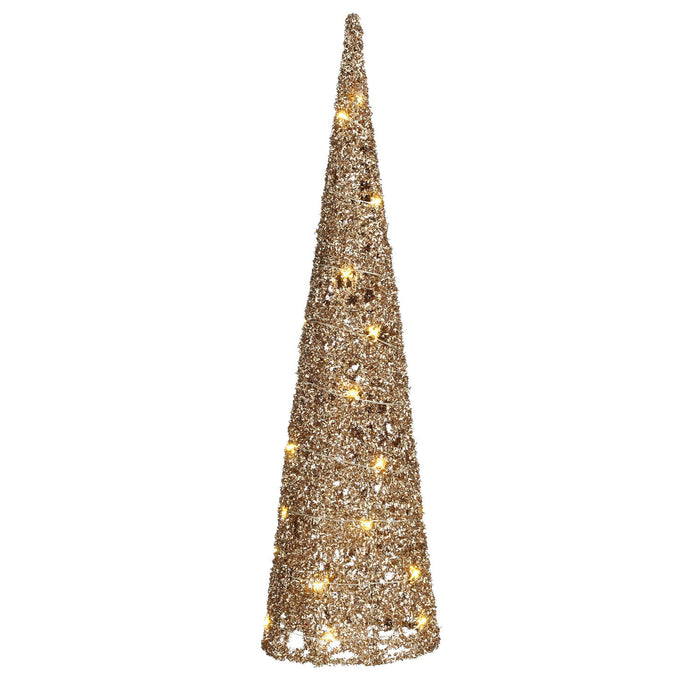House of Seasons LED kegel kerstboom lamp - champagne - H60 cm