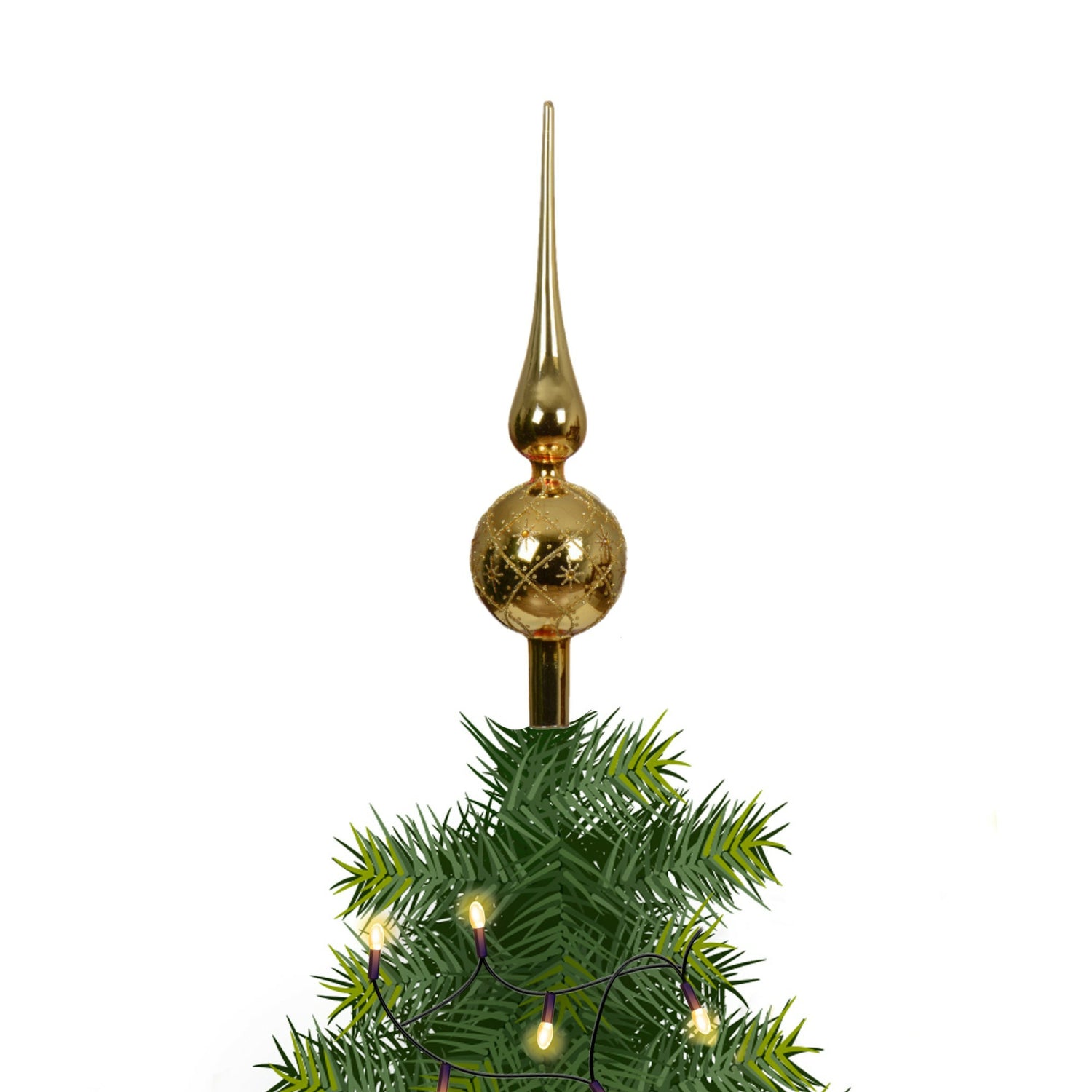 Decoris kerstboom piek luxe - goud - glas - 31cm