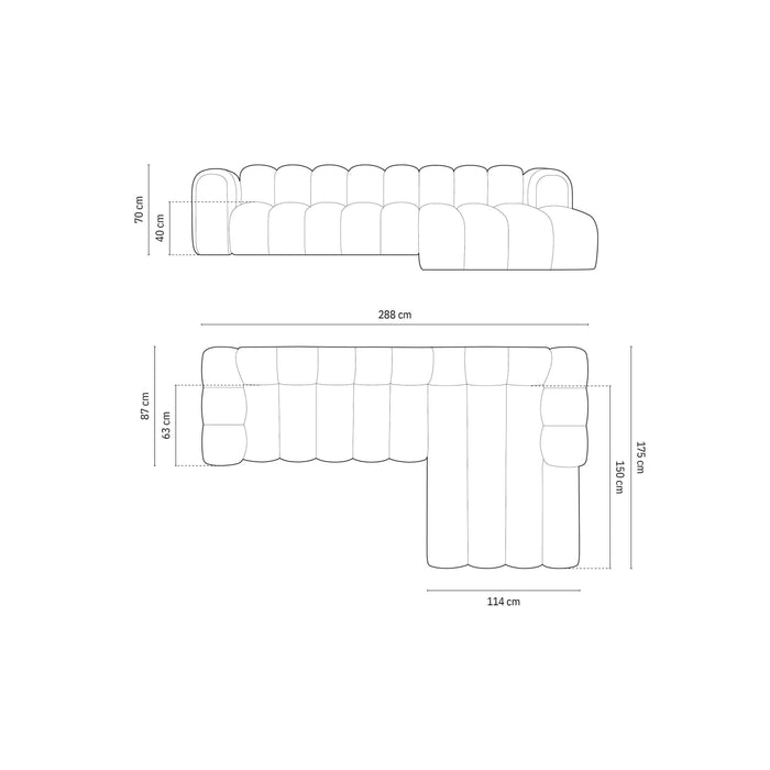 Micadoni Lupine 4-zits Hoekbank met Chaise Longue Rechts - Chenille - Terra
