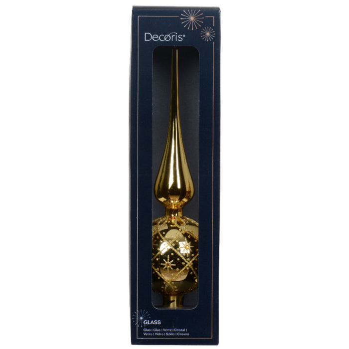 Decoris kerstboom piek luxe - goud - glas - 31cm