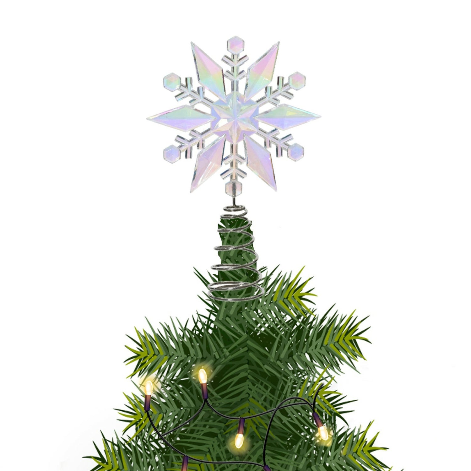 Decoris Kerst piek - edelweiss -transparant - parelmoer -22,5 cm