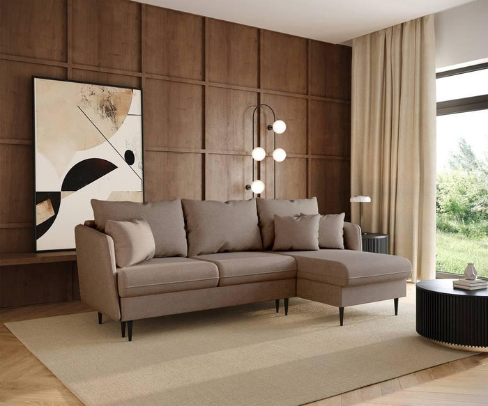 Selsey Design Sion hoekbank links|rechts chenille met slaapfunctie