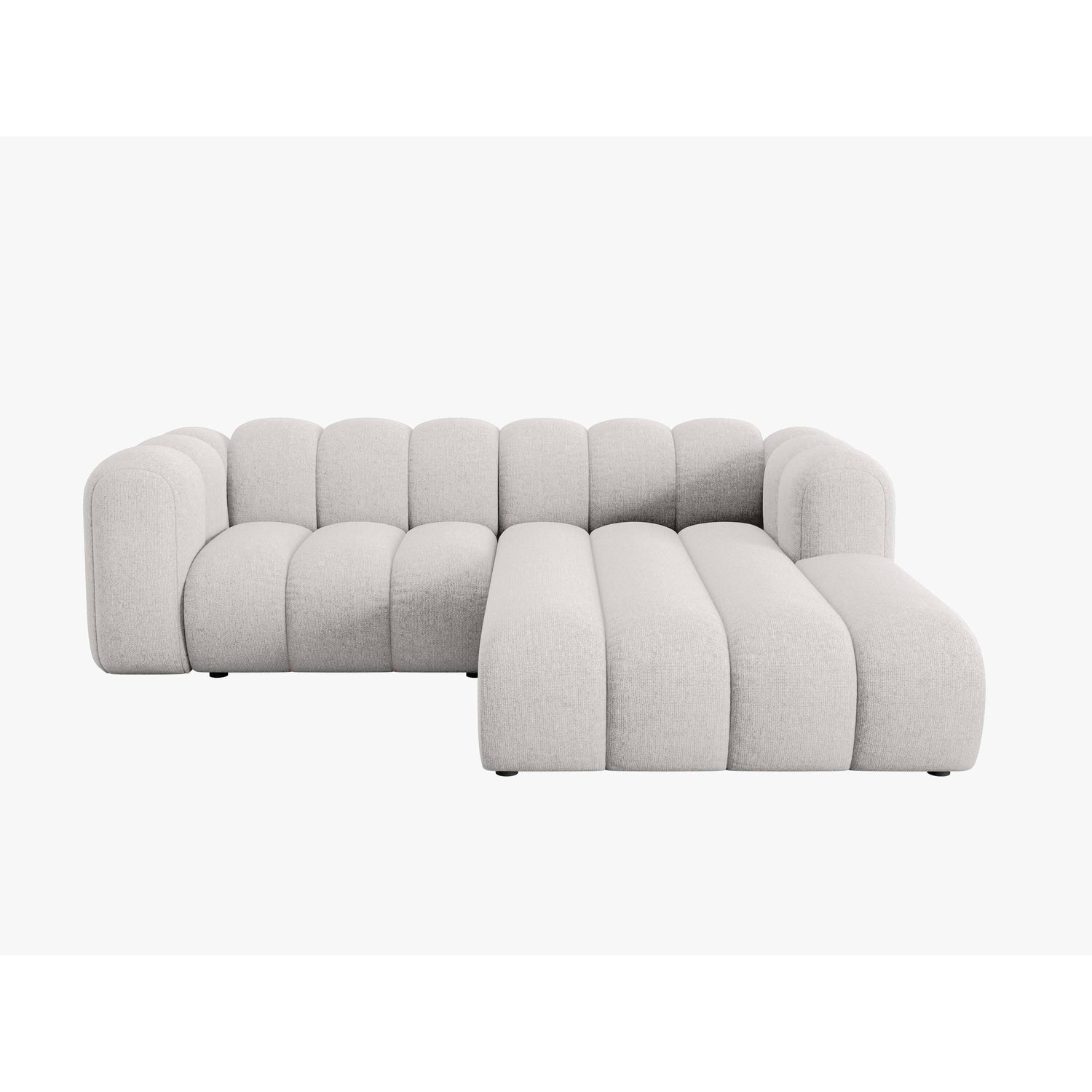Micadoni Lupine 3-zits Hoekbank met Chaise Longue Rechts - Chenille - Lichtgrijs