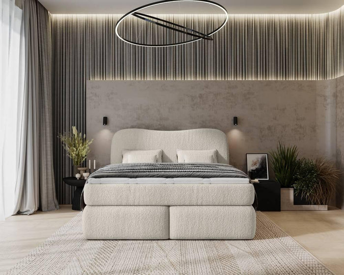 NADUVI Collection Lavelle boxspring bouclé 140 x 200 cm