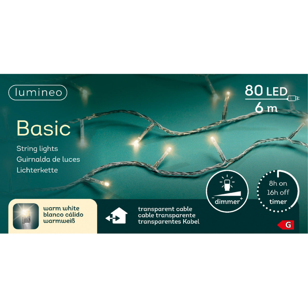 Lumineo Kerstverlichting - 80 led - warm wit - 600 cm