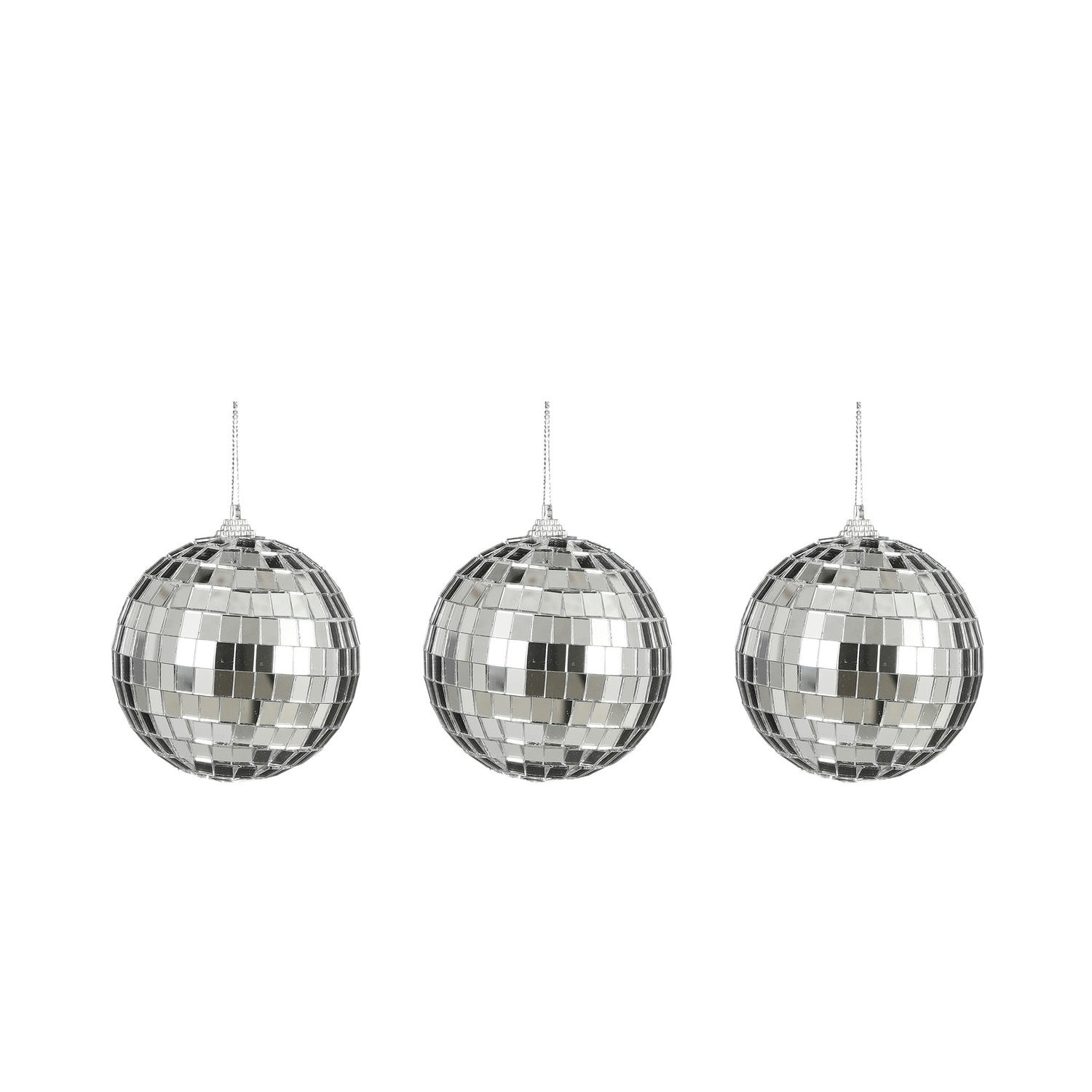 House of Seasons kerstballen - disco - 3x st - zilver - 8 cm