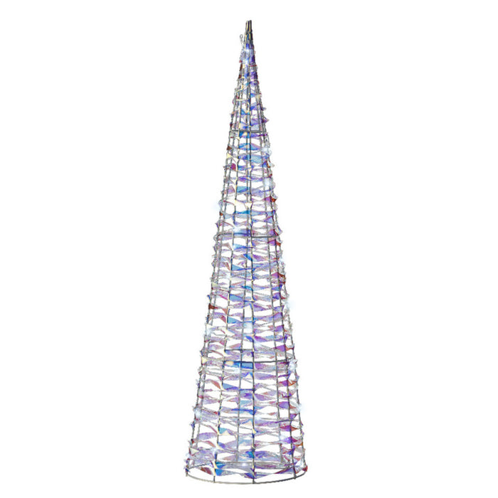 Lumineo LED kegel kerstboom lamp - zilver - 40 leds wit - H80