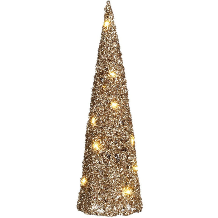 House of Seasons LED kegel kerstboom lamp - champagne - H40 cm