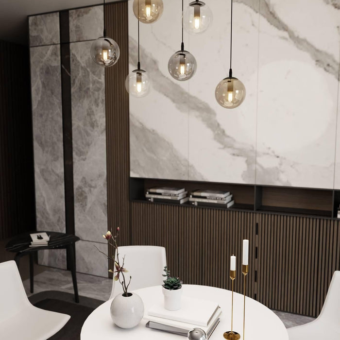 NADUVI Collection Glazen hanglamp eetkamer Cosmo 6-lichts