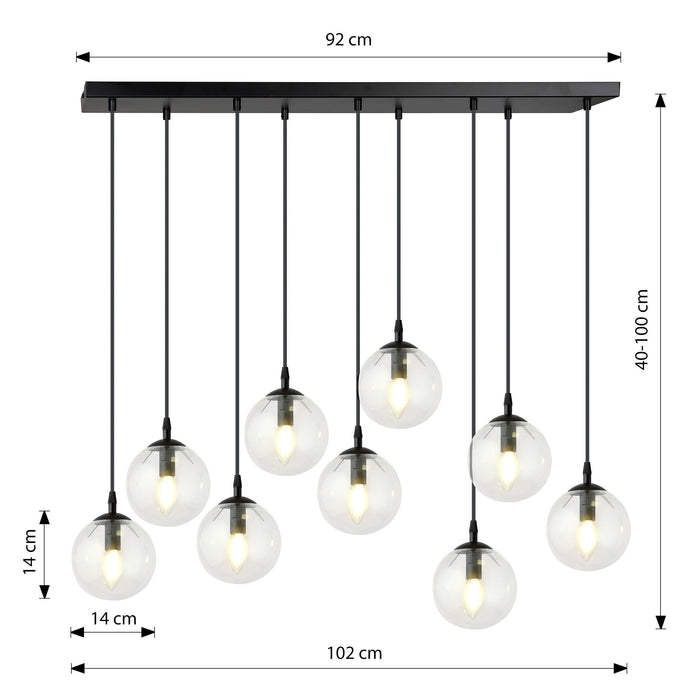NADUVI Collection Glazen hanglamp eetkamer Cosmo 9-lichts