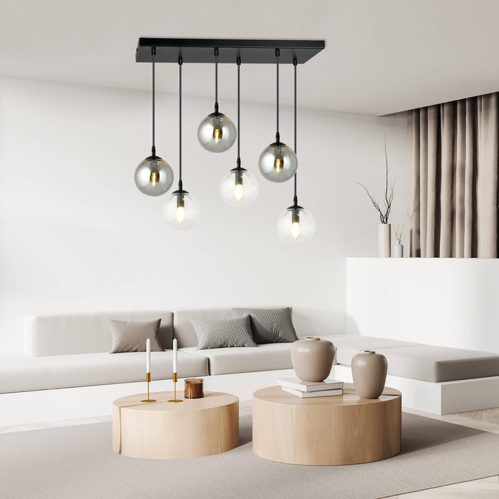 NADUVI Collection Glazen hanglamp eetkamer Cosmo 6-lichts