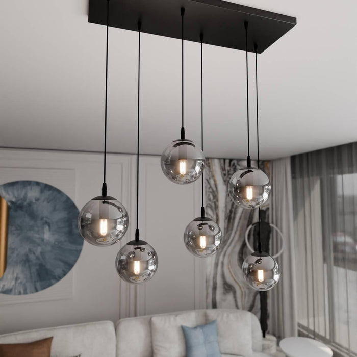 NADUVI Collection Glazen hanglamp eetkamer Cosmo 6-lichts