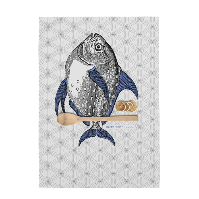 Happy Friday Set van 2 theedoeken Fish