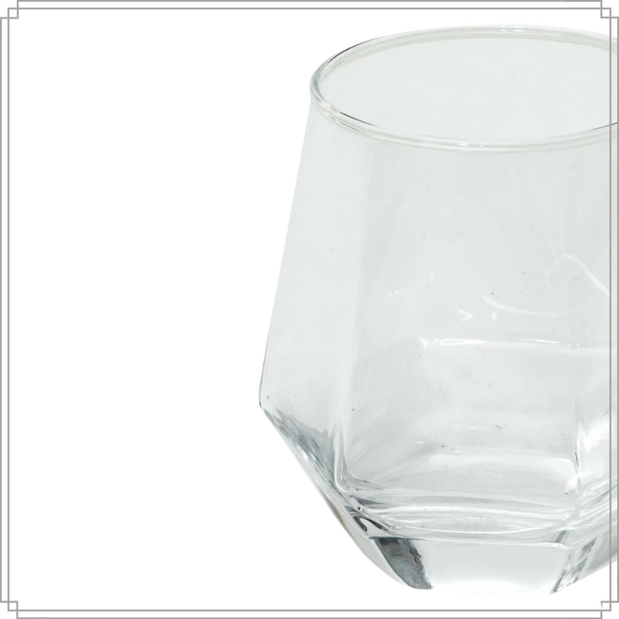 OTIX Waterglazen Set van 6 300ml Diamant vorm Transparant Glas