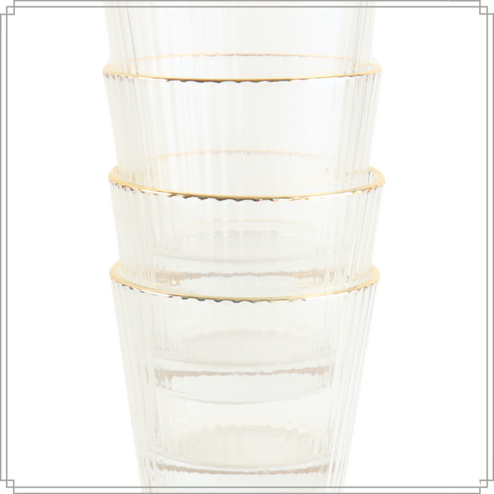 OTIX Waterglazen Set van 6 Stapelbaar 350 ml Met gouden rand Reliëf...