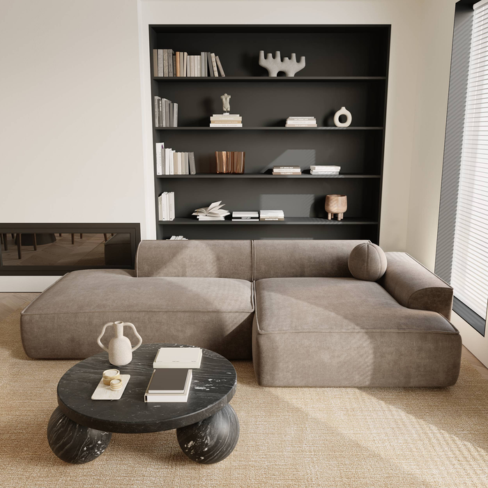 Crème fluwelen hoekbank 300cm