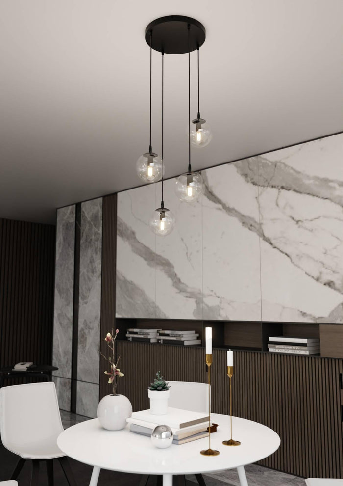 NADUVI Collection Glazen hanglamp eetkamer Cosmo rond 4-lichts