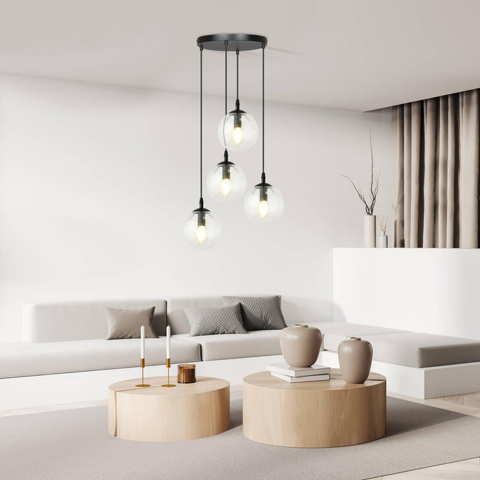 NADUVI Collection Glazen hanglamp eetkamer Cosmo rond 4-lichts