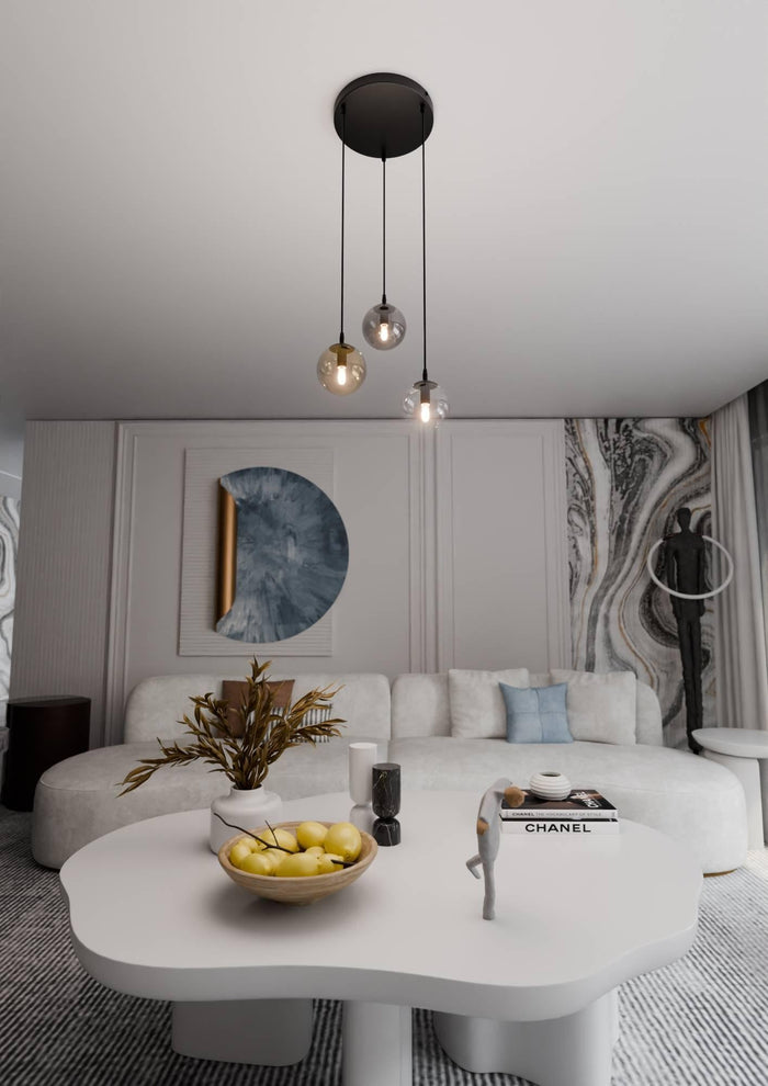 NADUVI Collection Glazen hanglamp eetkamer Cosmo rond 3-lichts