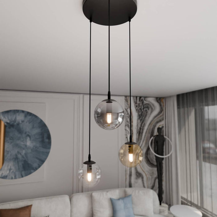 NADUVI Collection Glazen hanglamp eetkamer Cosmo rond 3-lichts