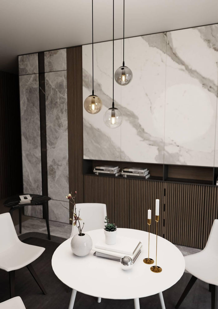 NADUVI Collection Glazen hanglamp eetkamer Cosmo rond 3-lichts