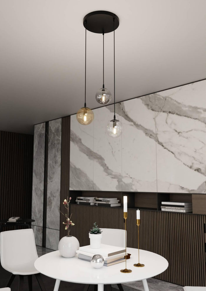 NADUVI Collection Glazen hanglamp eetkamer Cosmo rond 3-lichts