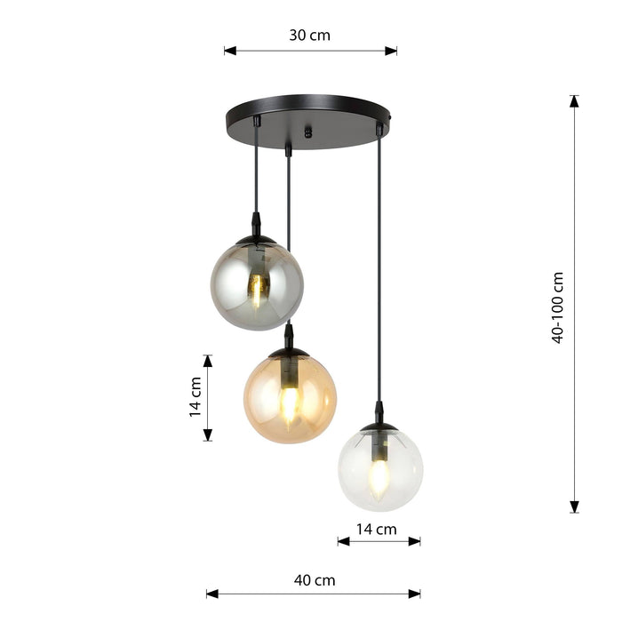 NADUVI Collection Glazen hanglamp eetkamer Cosmo rond 3-lichts