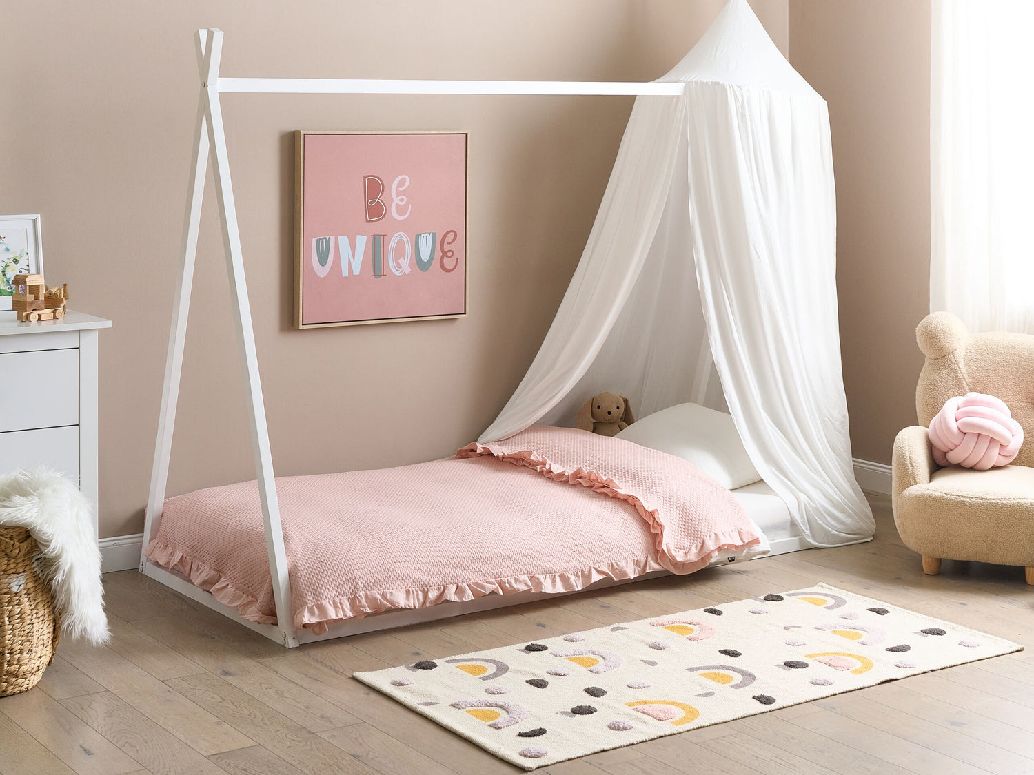 Beliani - SAURAT - Kinderbed - Wit - 90 x 200 cm - Dennenhout
