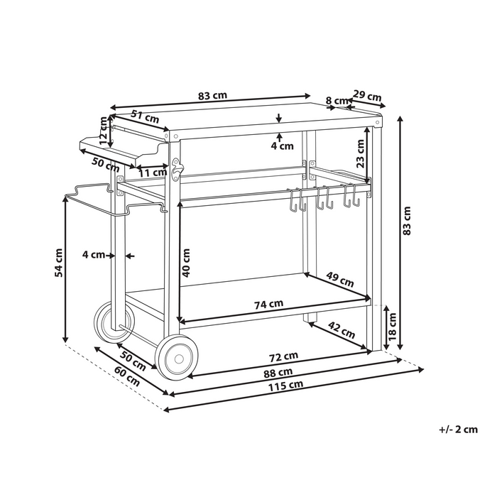 Beliani - SPIAZZI - Keukentrolley - Zwart - Staal