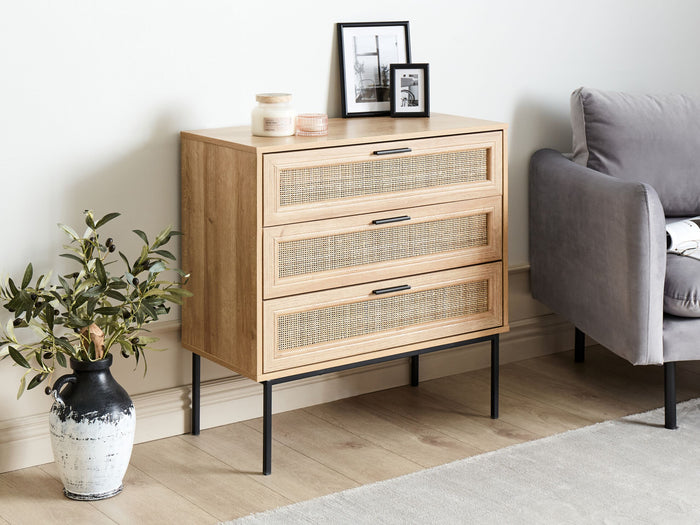 Beliani - PASCO - Dressoir 3-lades - Lichte houtkleur - Rotan