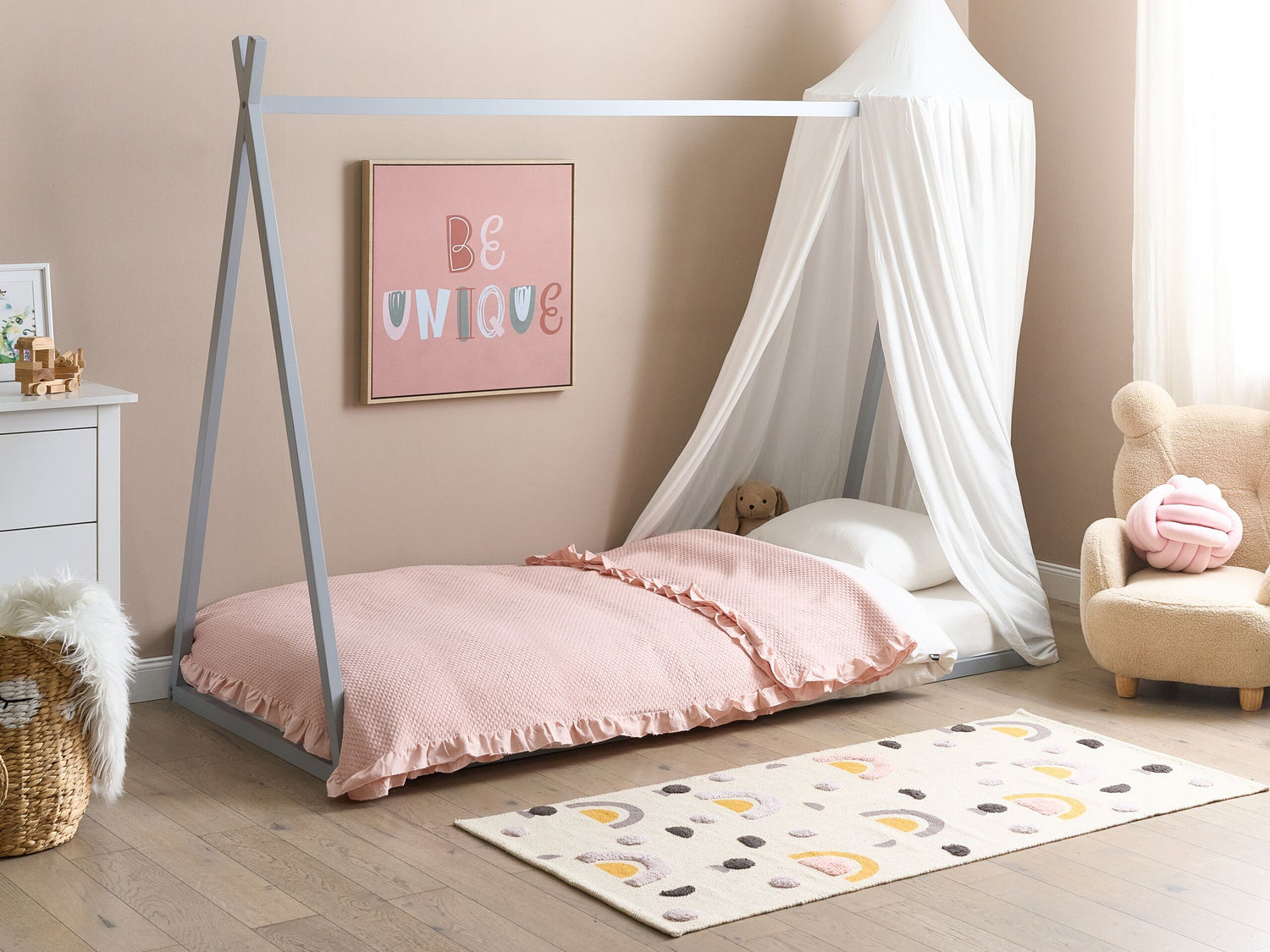 Beliani - SAURAT - Kinderbed - Grijs - 90 x 200 cm - Dennenhout