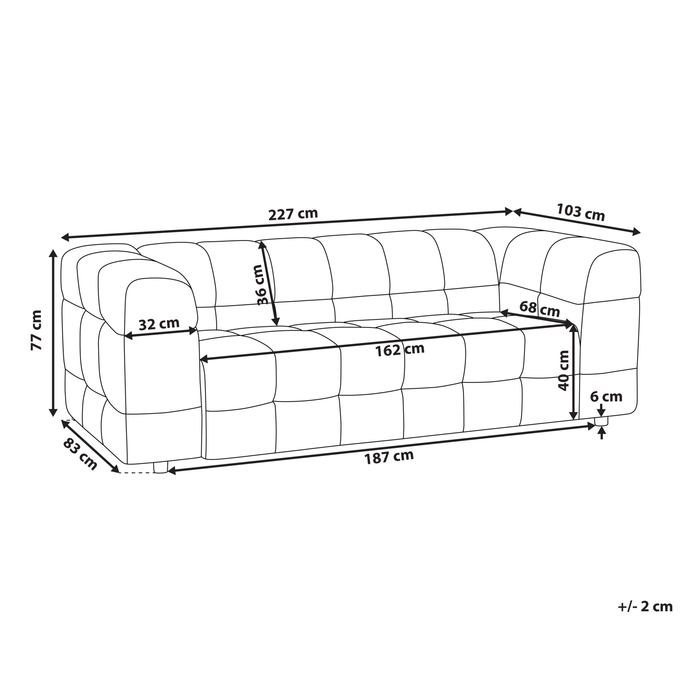 Beliani - MULLOLA - Driezitsbank - Grijs - Bouclé