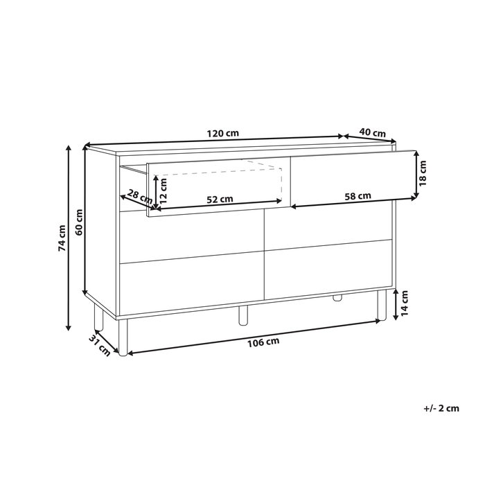 Beliani - SHARPE - Dressoir - Lichthout - Spaanplaat