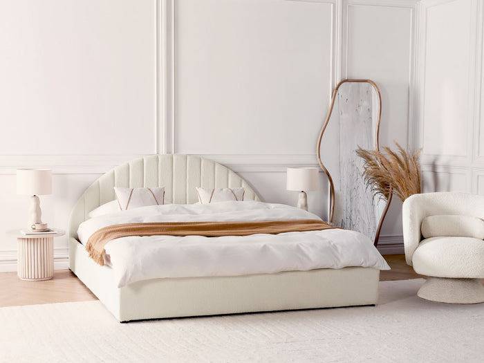 Beliani-CHADENET-Tweepersoonsbed-Gebroken wit-180 x 200 cm-Bouclé