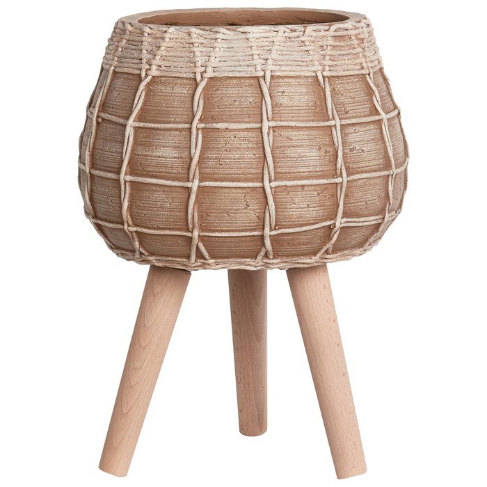 Beliani-DARMERA-Bloempot-Lichtbruin-30 x 30 x 23 cm-Magnesiumoxide