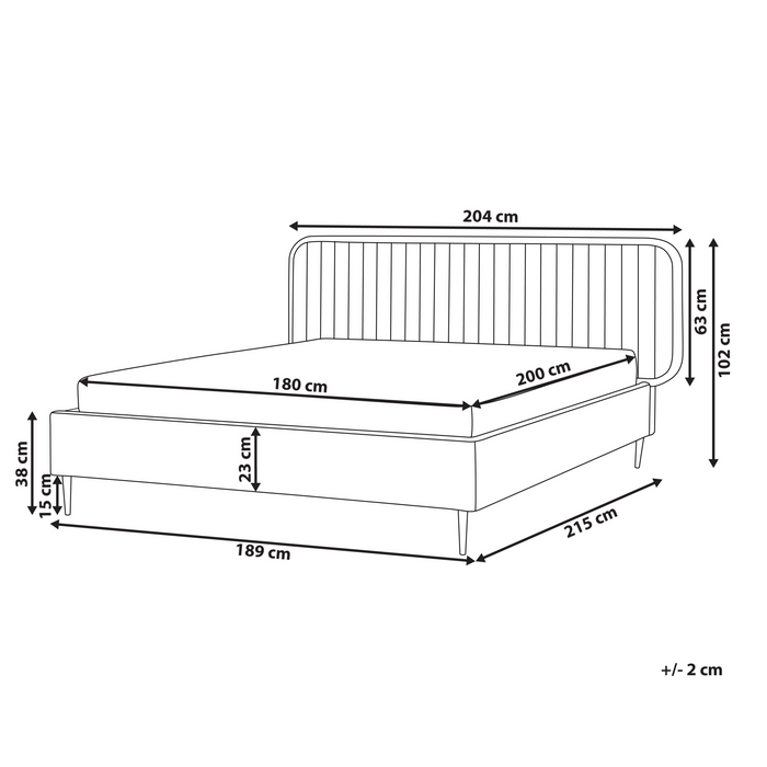 Beliani - BRIN - Tweepersoonsbed - Beige - 180 x 200 cm - Fluweel